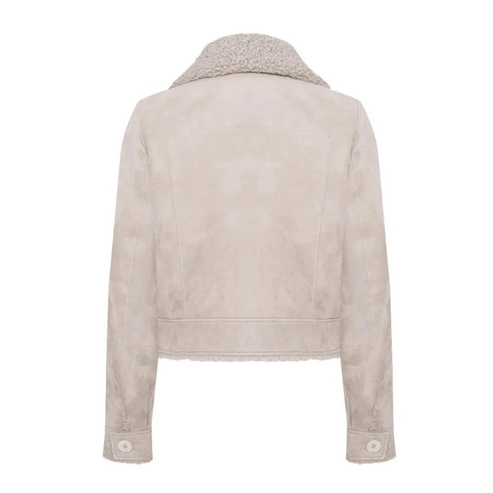 Serena Women's Curly Shearling Jacket Rhino Gray