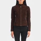 Mocha Suede Biker Jacket