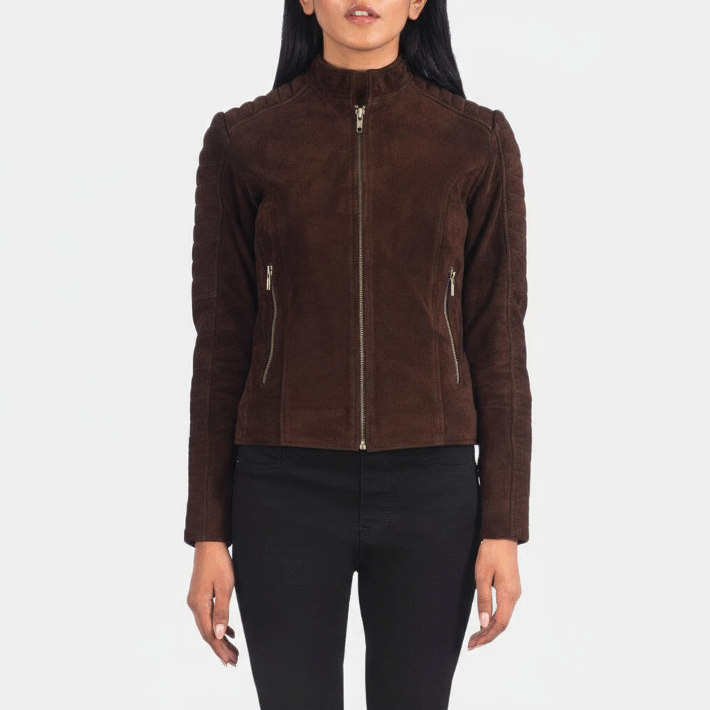 Mocha Suede Biker Jacket