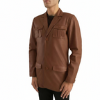 Men’s Brown Leather Blazer Jacket