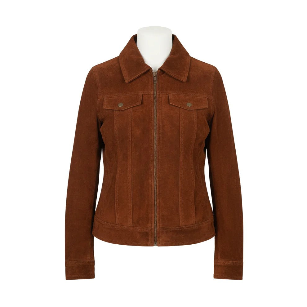Suzy Brown Suede Trucker Jacket