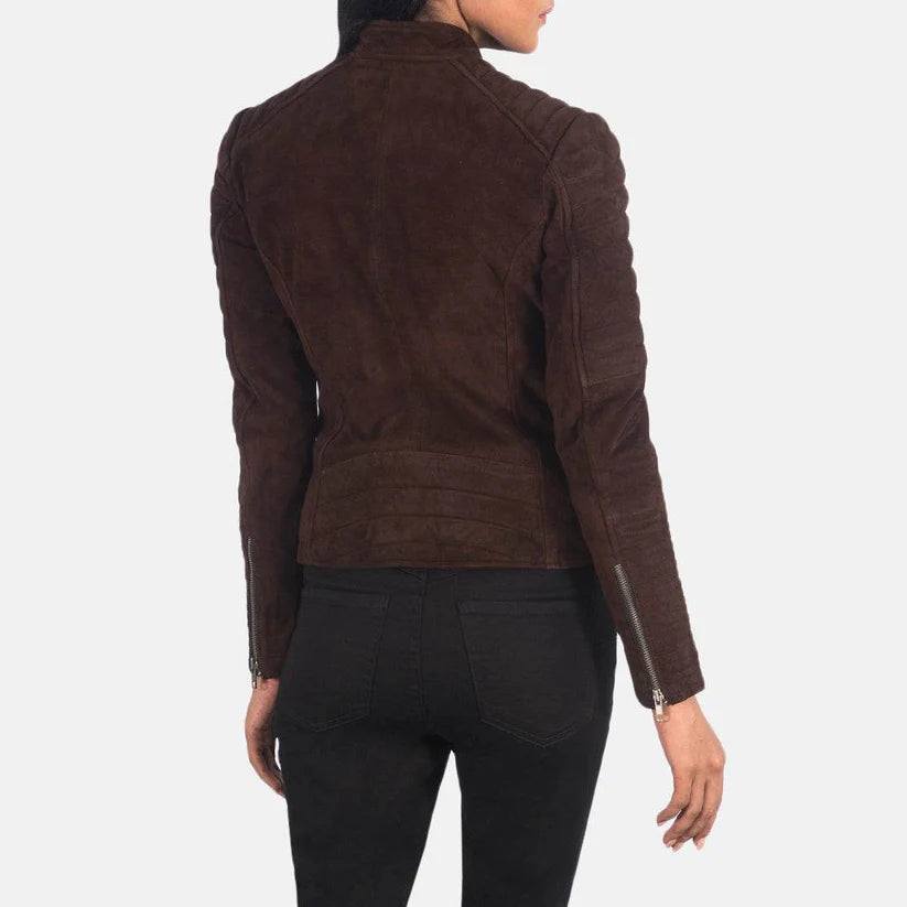 Mocha Suede Biker Jacket