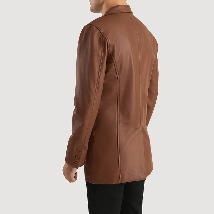 Men’s Brown Leather Blazer Jacket