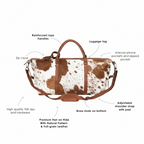 Brown and White Cowhide Leather baffle Bag