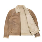 Sandstone Brown Shearing Leather Bomber Jacket