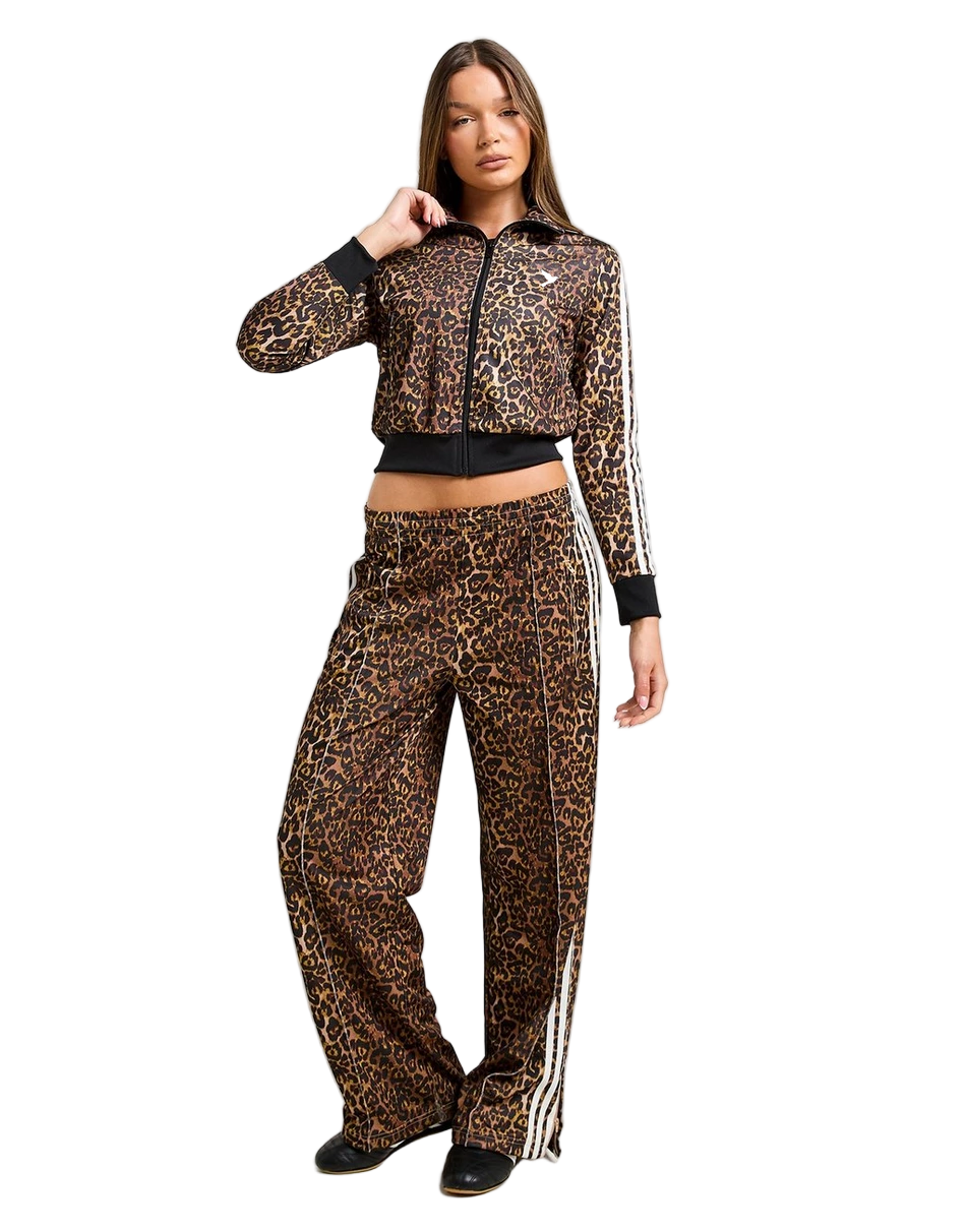 All Over Leopard Print Oversized Track Pants