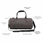 Premium Grey Canvas and Black Gym Leather Ruffle Bag