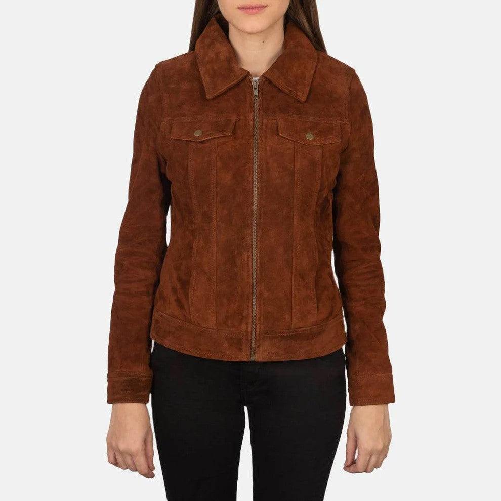Suzy Brown Suede Trucker Jacket
