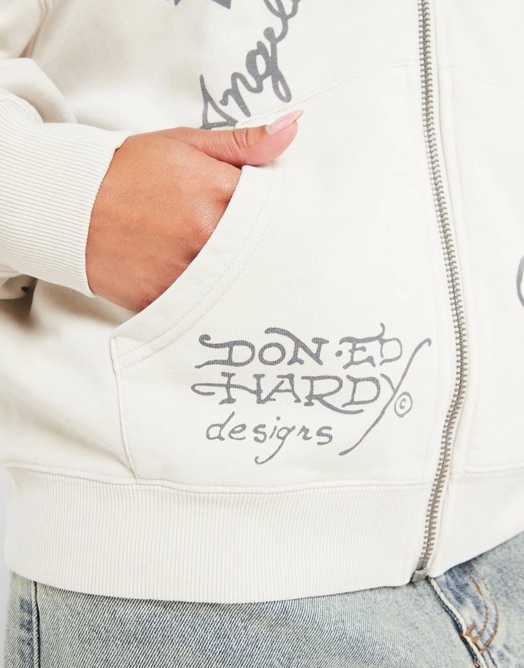 Ed Hardy Skull Boyfriend Full Zip Hoodie