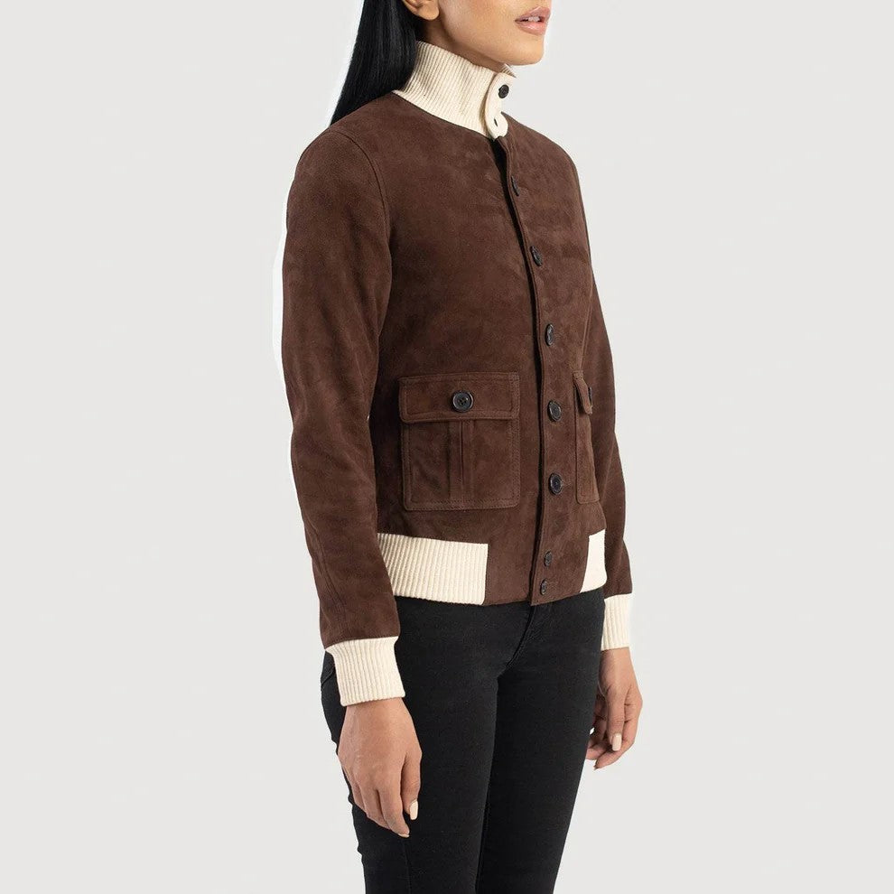 Brown Bomber Leather Jacket Womens