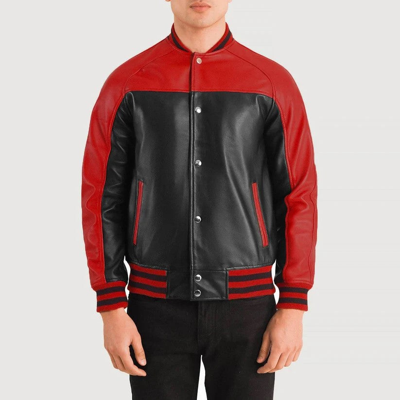Faux Leather Varsity Jacket