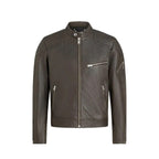 Men's Cheviot Leather T Racer Jacket in Flagstone