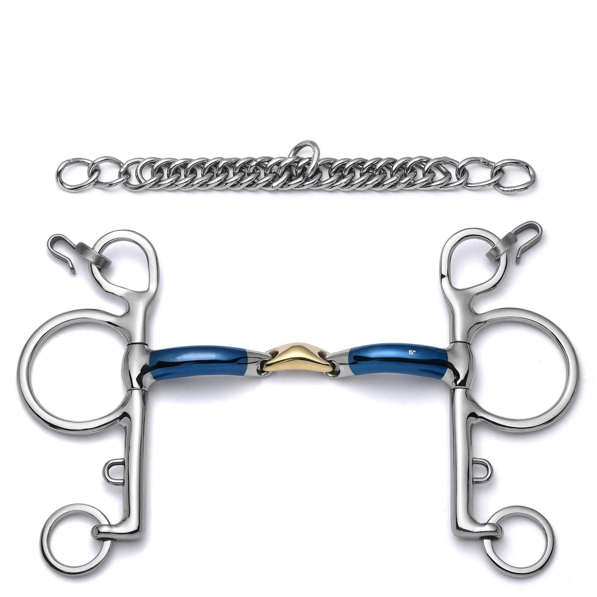 Sweet Iron Low Port Kimberwick Horse Bit with Curb Chain