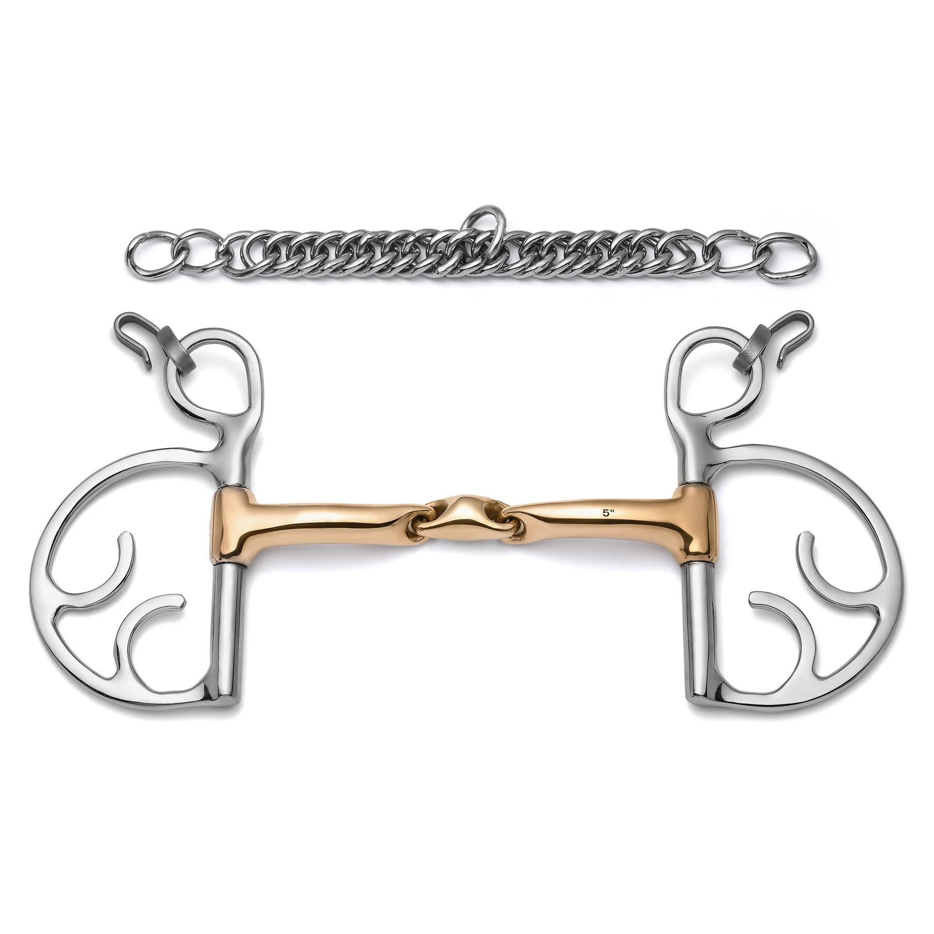Premium Copper Mouth Butterfly Horse Bit with Curb Chain