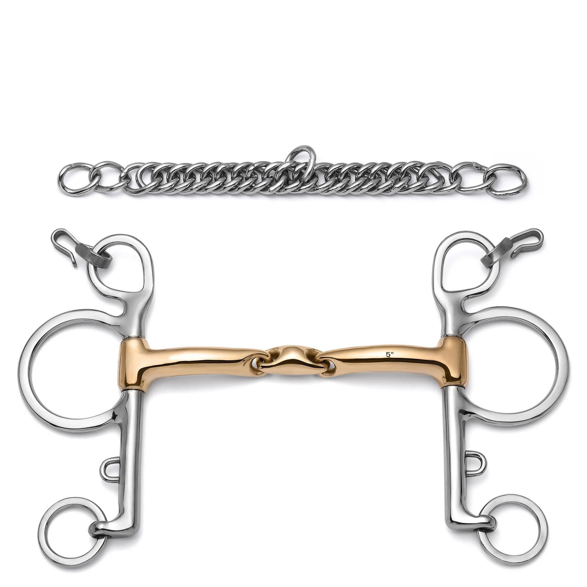 Premium Gold Lozenge Argentine Curb Horse Bit with Chain