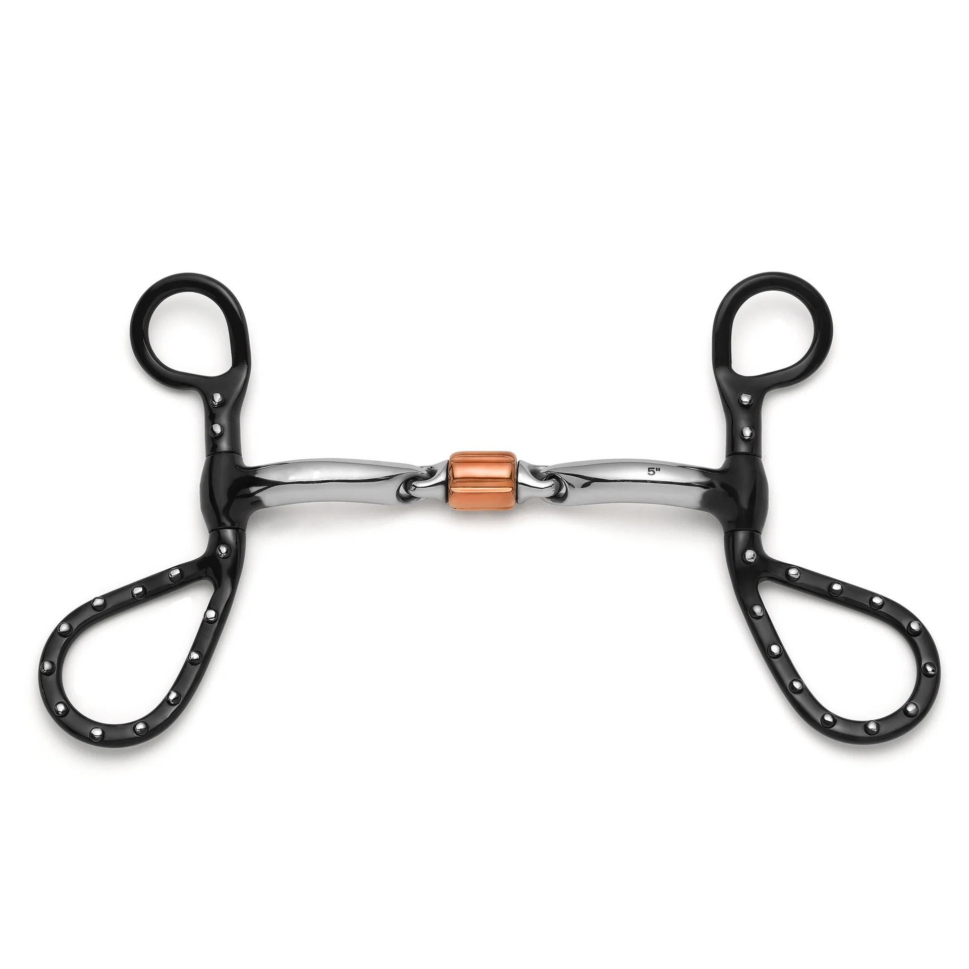 Black Copper Roller Teardrop Shank Horse Bit