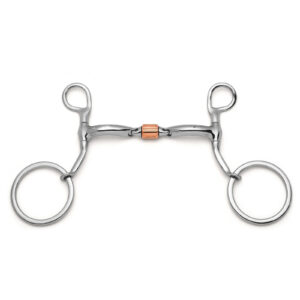 full cheek 3 piece cricket roller silver dotted snaffle horse bit