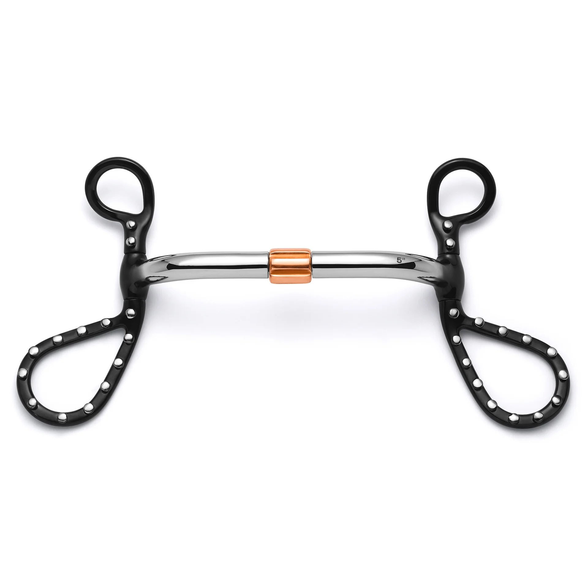 Black Copper Roller Teardrop Shank Horse Bit