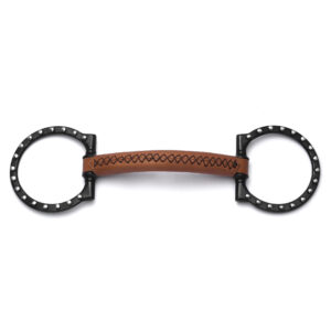 d ring soft leather silver dotted snaffle horse bit