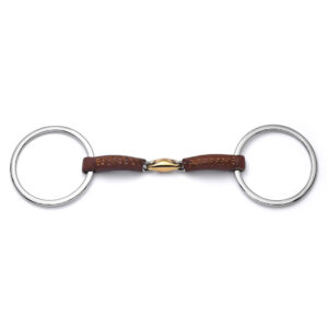 Leather Covered Copper Lozenge Loose Ring Horse Bit