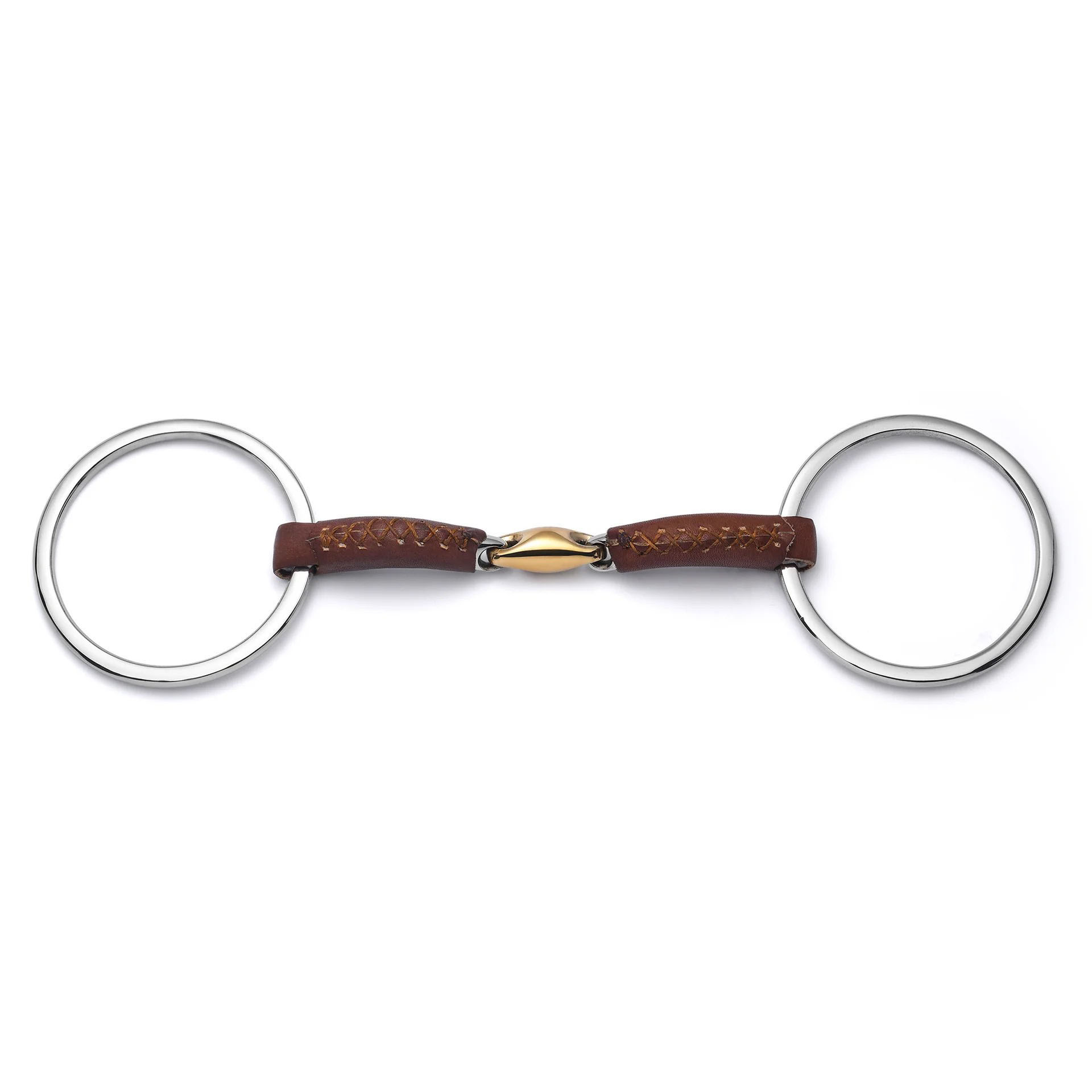 Loose Ring Lozenge Leather Covered Snaffle Horse Bit