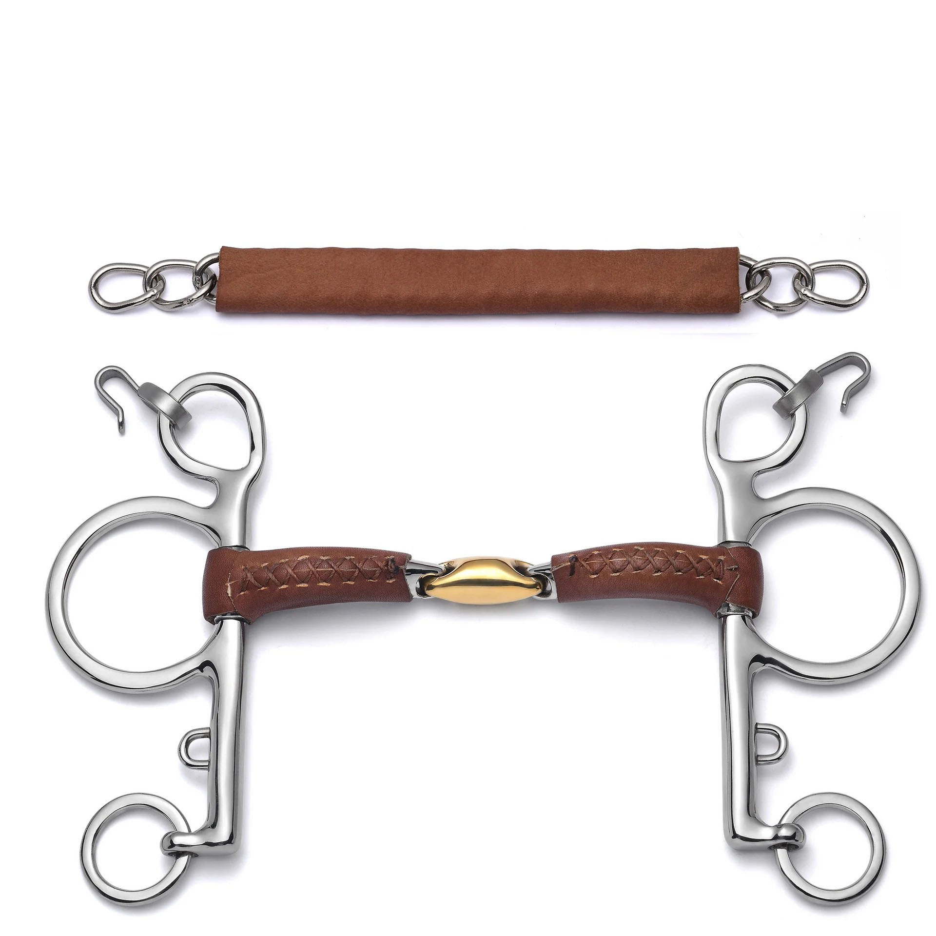 Pelham Lozenge Leather Covered Curb Horse Bit