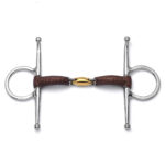 Full Cheek Lozenge Leather Covered Snaffle Horse Bit