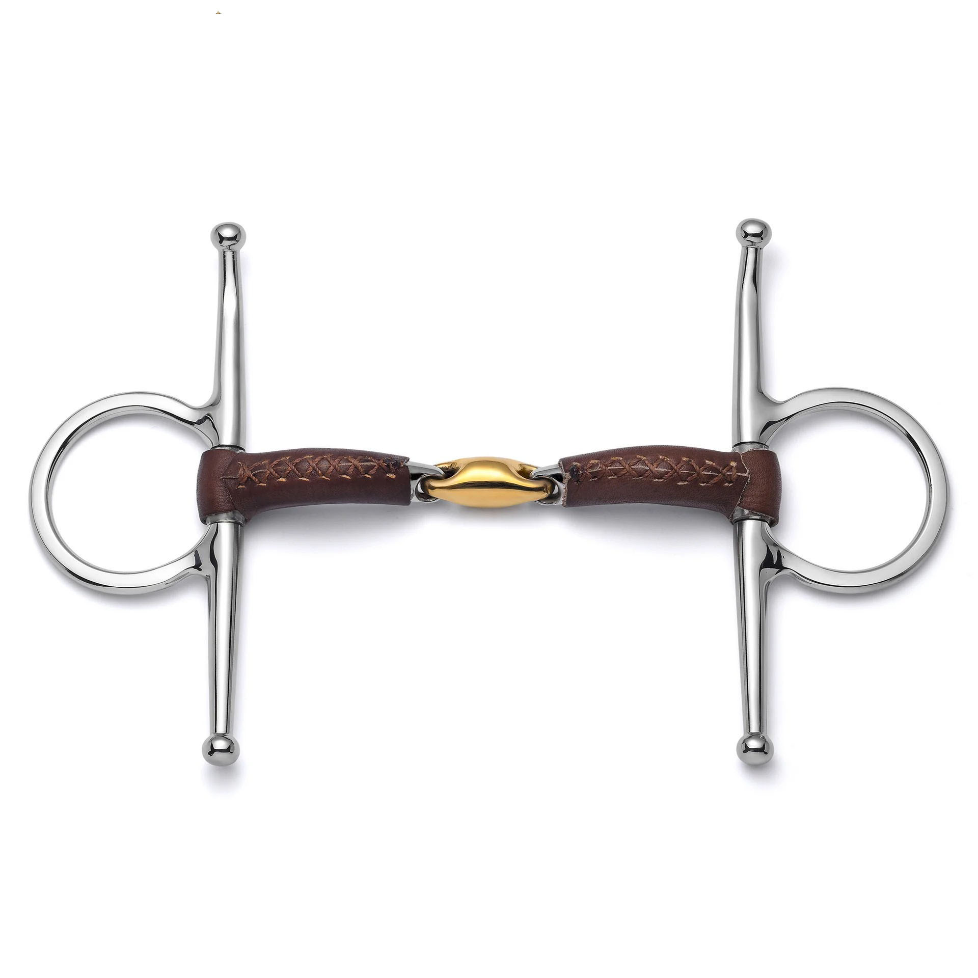 Full Cheek Lozenge Leather Covered Snaffle Horse Bit