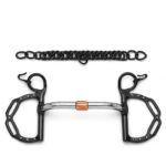 Kimberwick Uxeter Slotted Pivot Cricket Roller Silver Dotted Curb Horse Bit