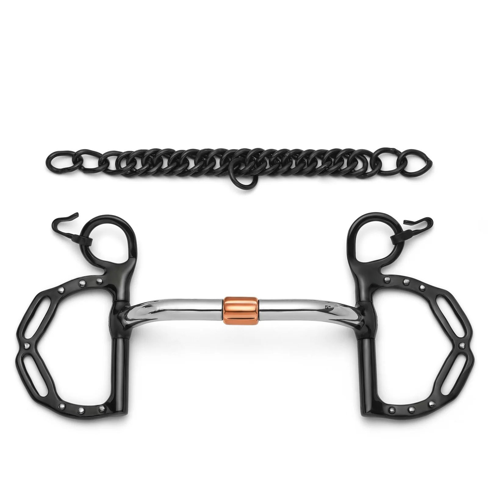 Kimberwick Uxeter Slotted Pivot Cricket Roller Silver Dotted Curb Horse Bit