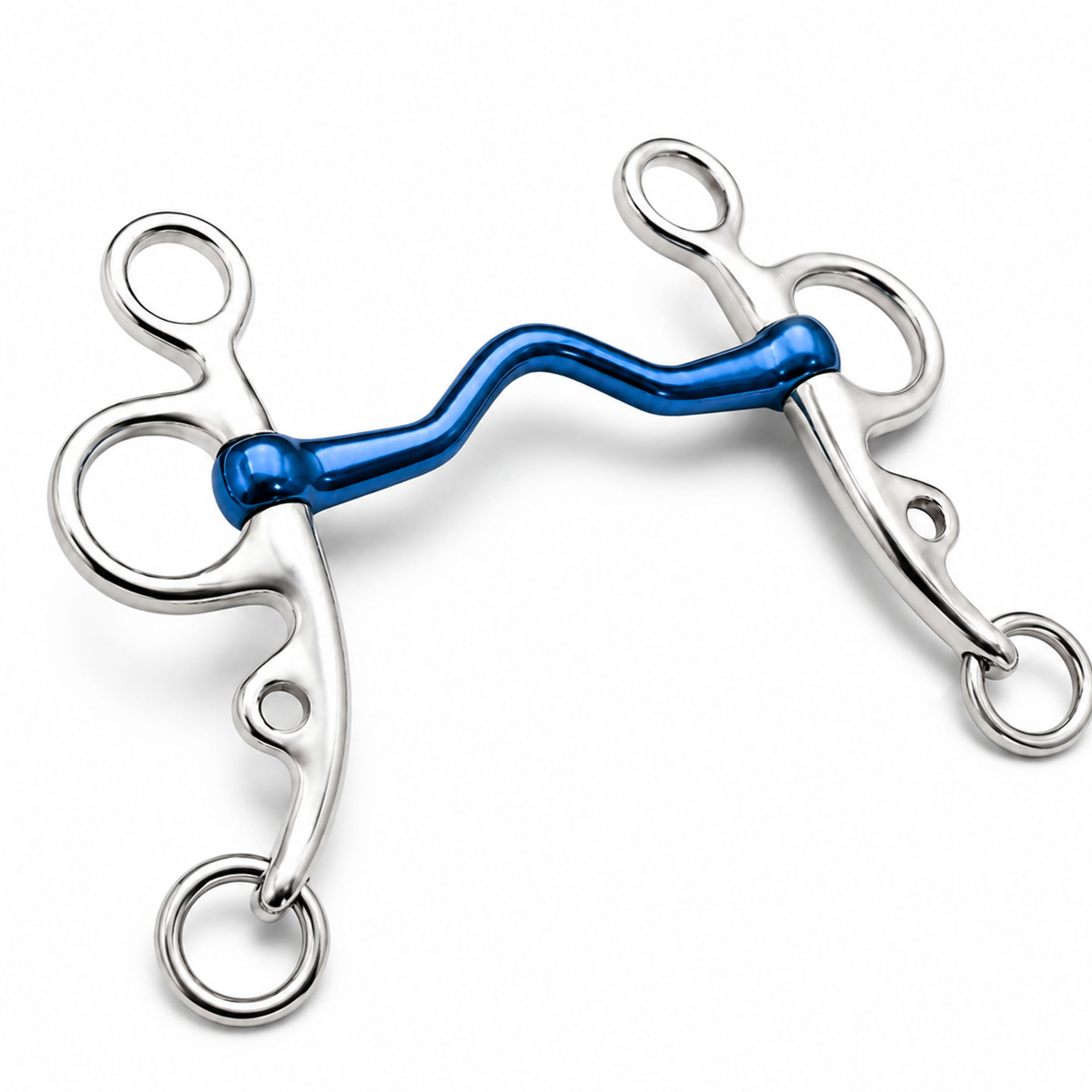 blue sweet iron barrel roller short shank horse bit