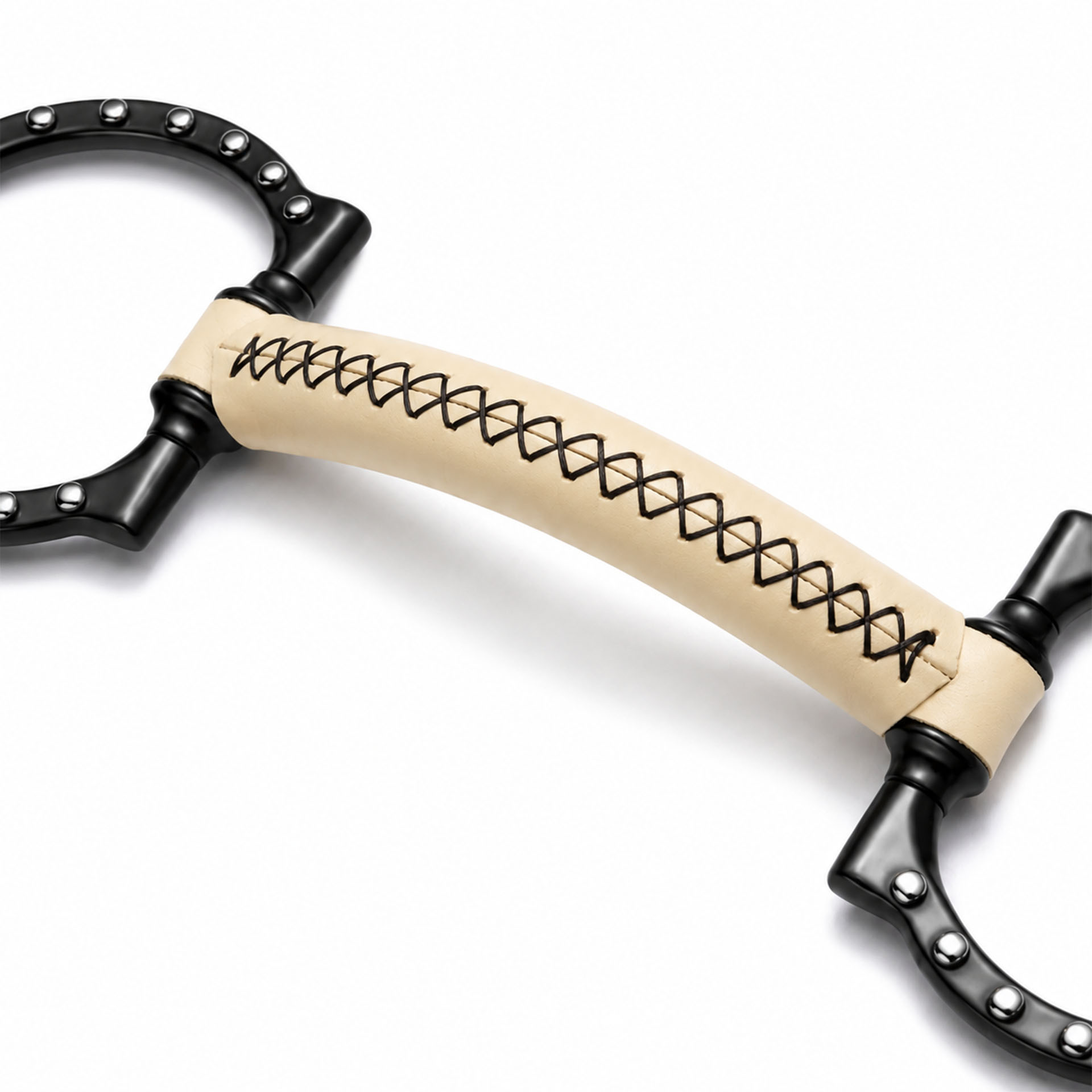 premium leather covered dotted ring horse bit