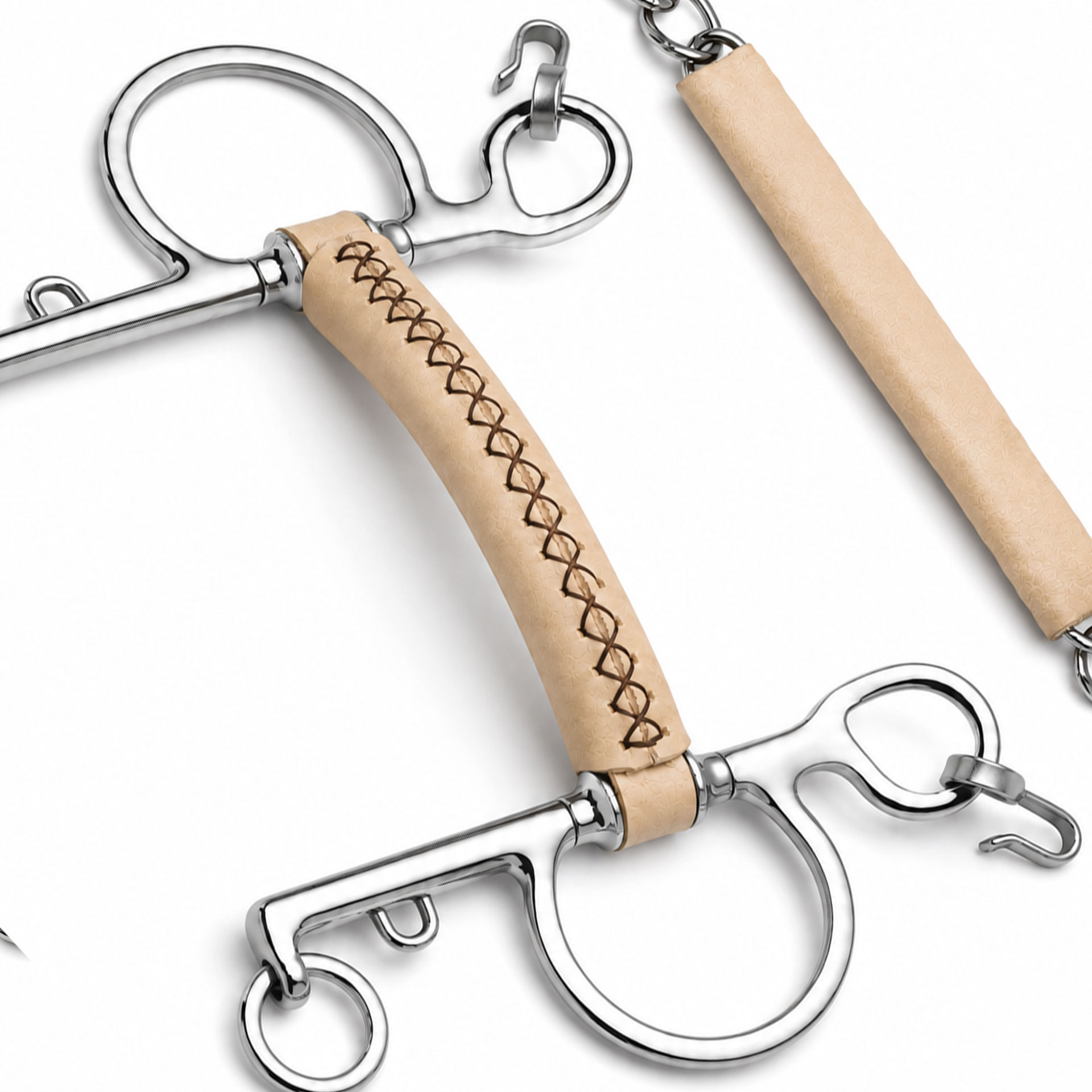 premium leather covered mullen mouth pelham horse bit