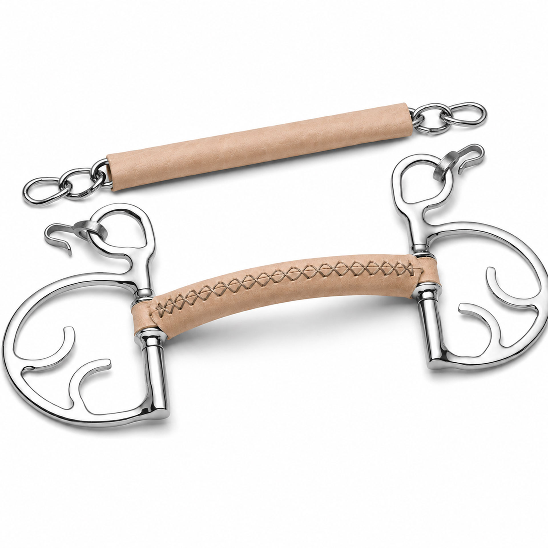 luxury leather covered ported barrel butterfly horse bit