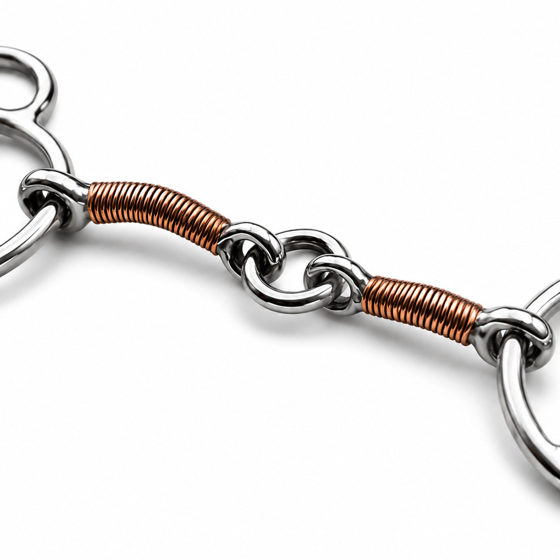 sweet iron correction horse bit with copper roller & leather curb strap