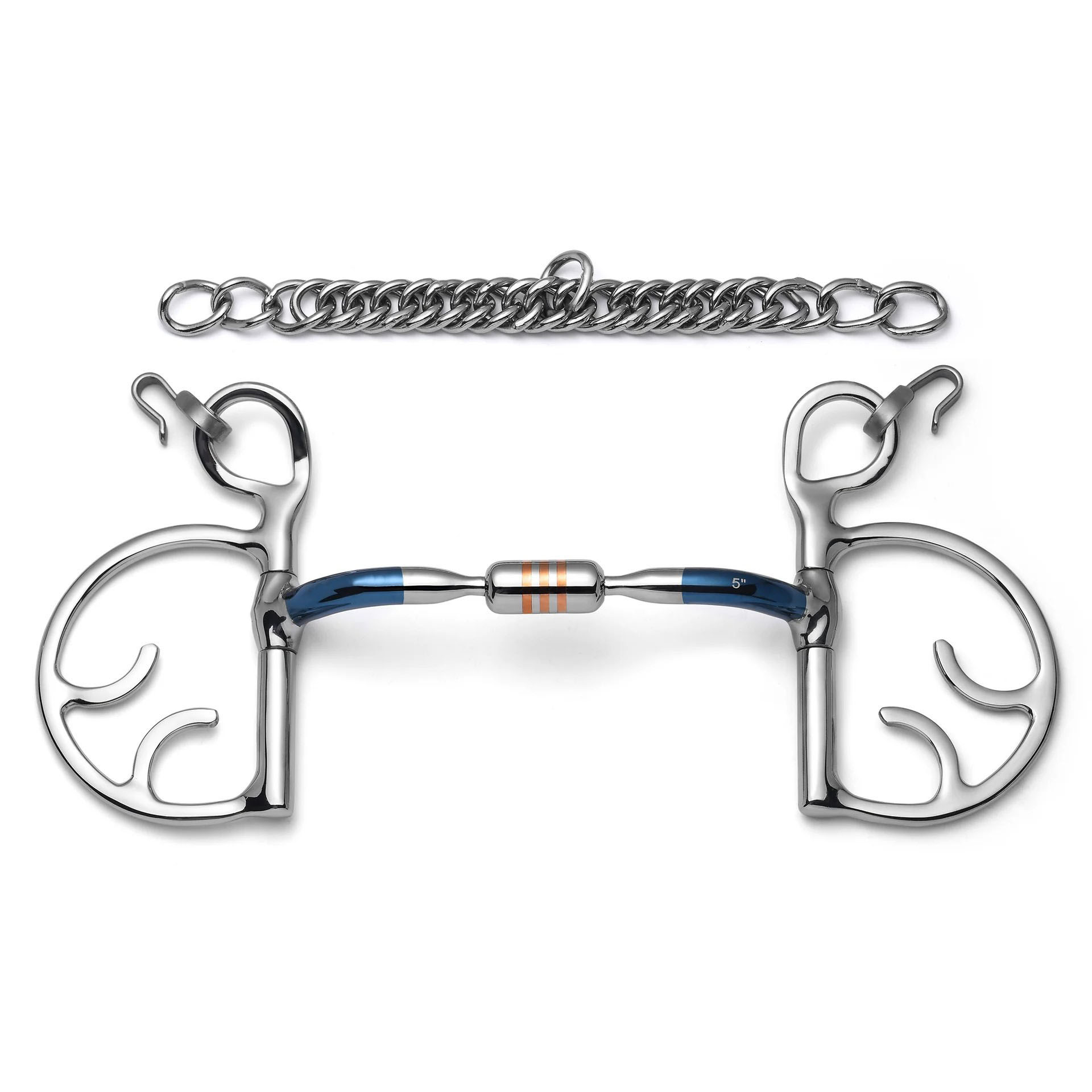 Copper Roller Butterfly Horse Bit with Curb Chain