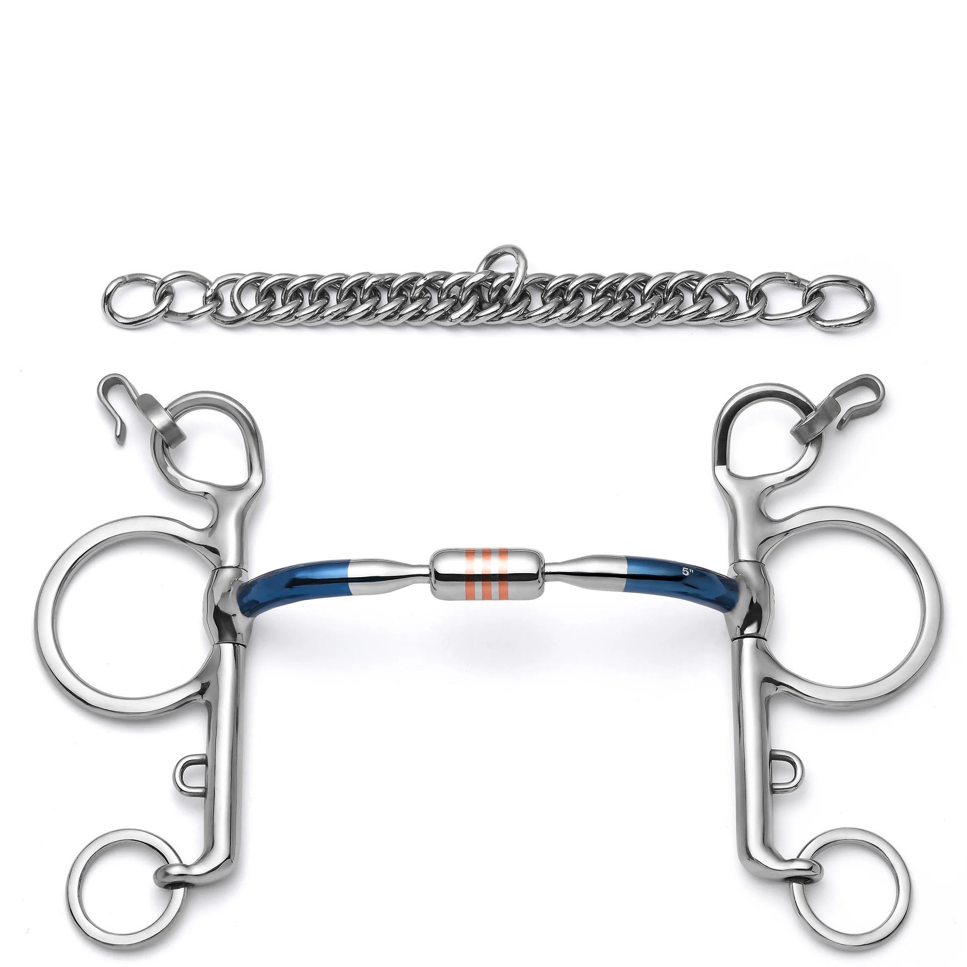 Western Correction Horse Bit with Copper Roller & Curb Chain