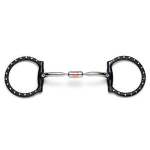 d ring capsule silver dotted snaffle horse bit