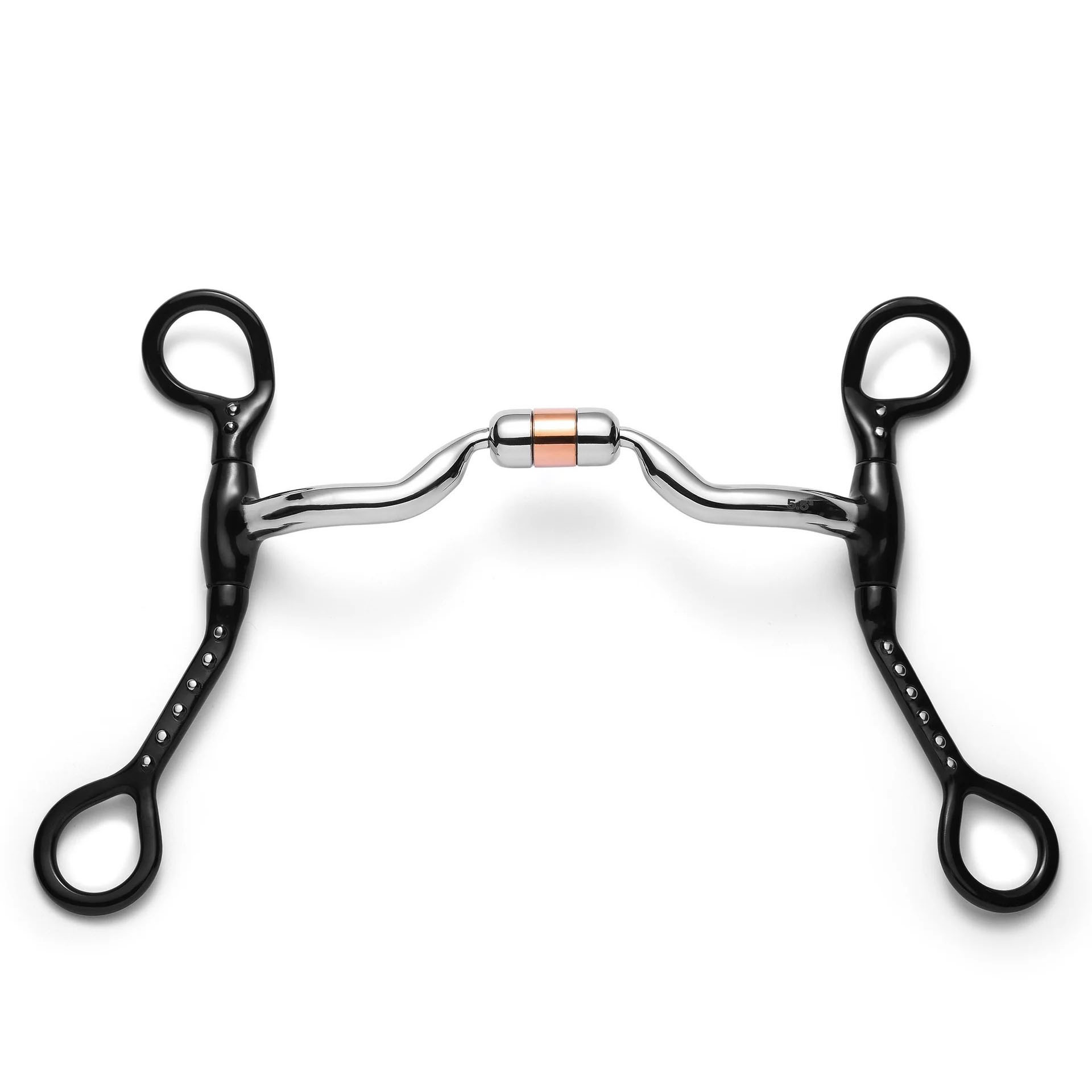 Black Steel Copper Roller Correction Horse Bit with Medium Shanks