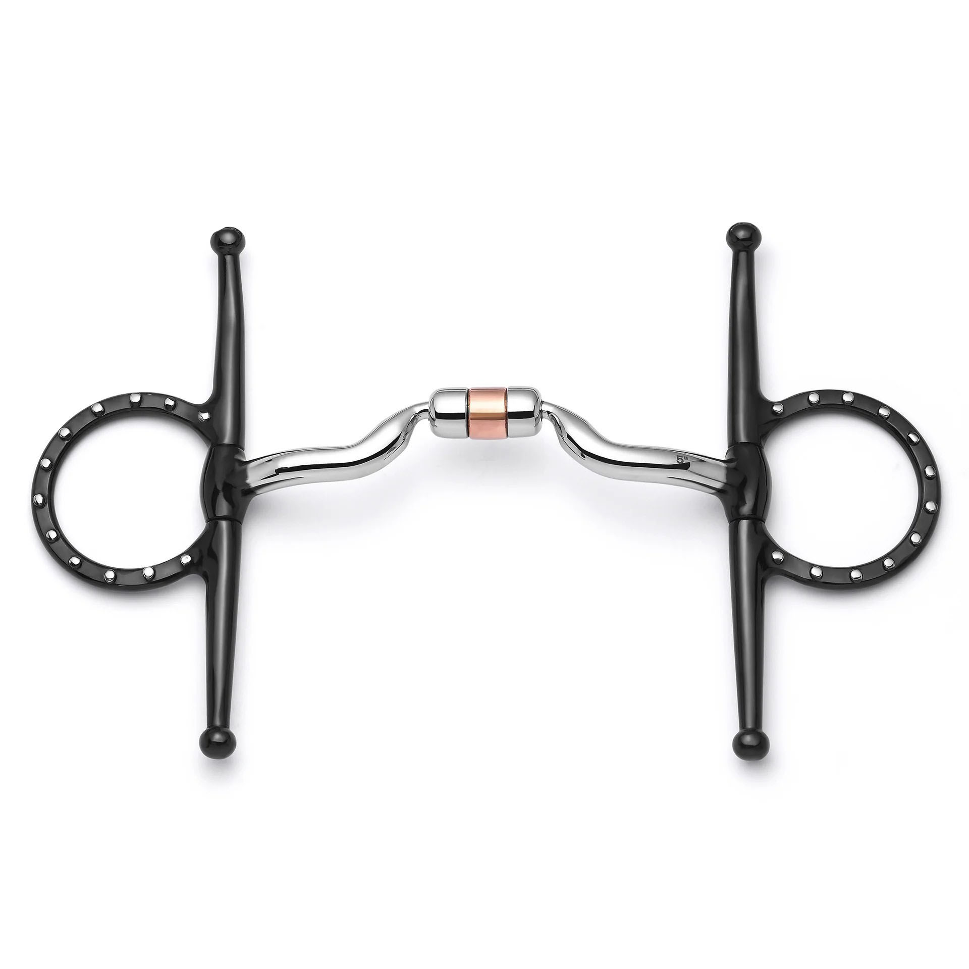 Copper Roller Full Cheek Horse Bit with Black Cheeks