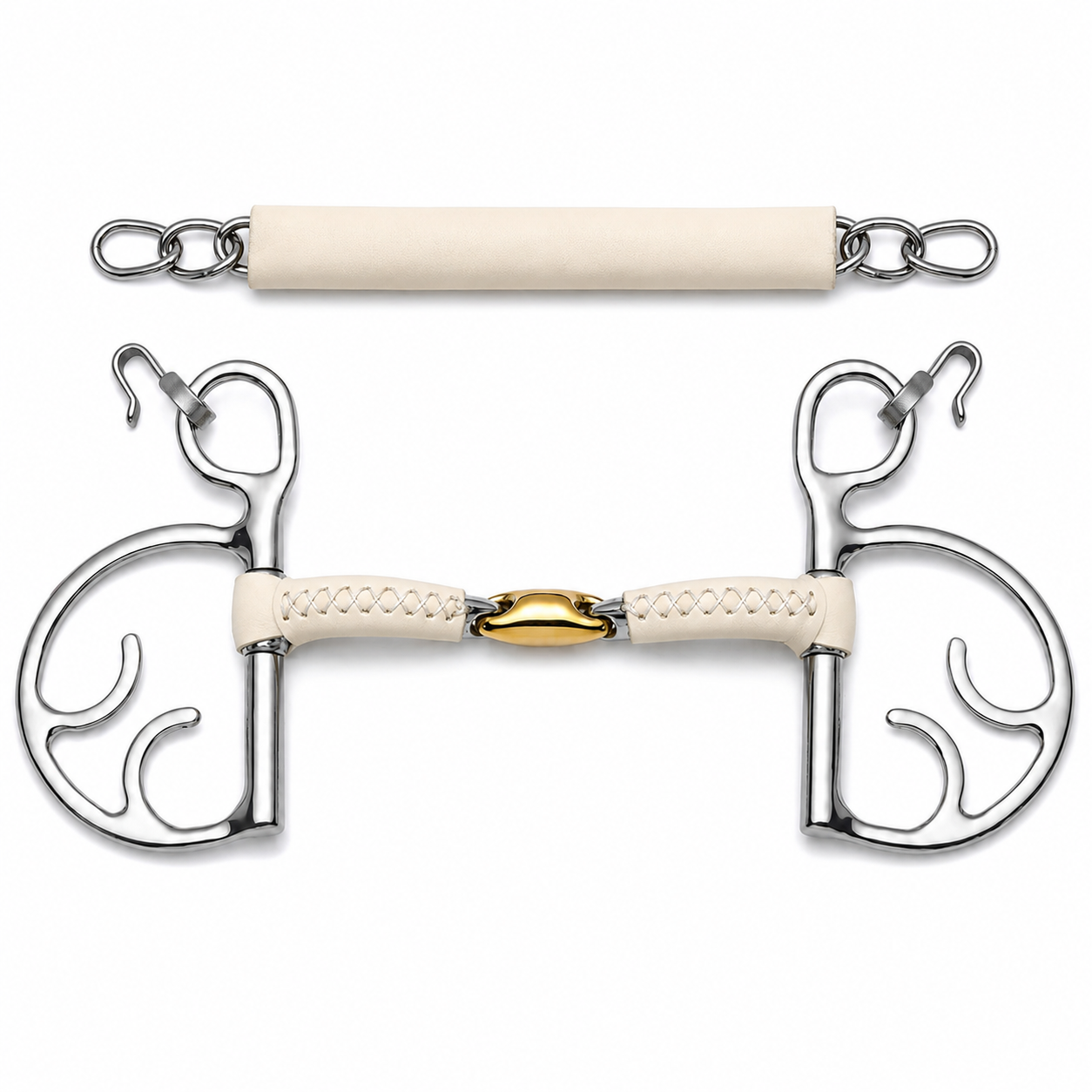 luxury leather covered ported barrel butterfly horse bit