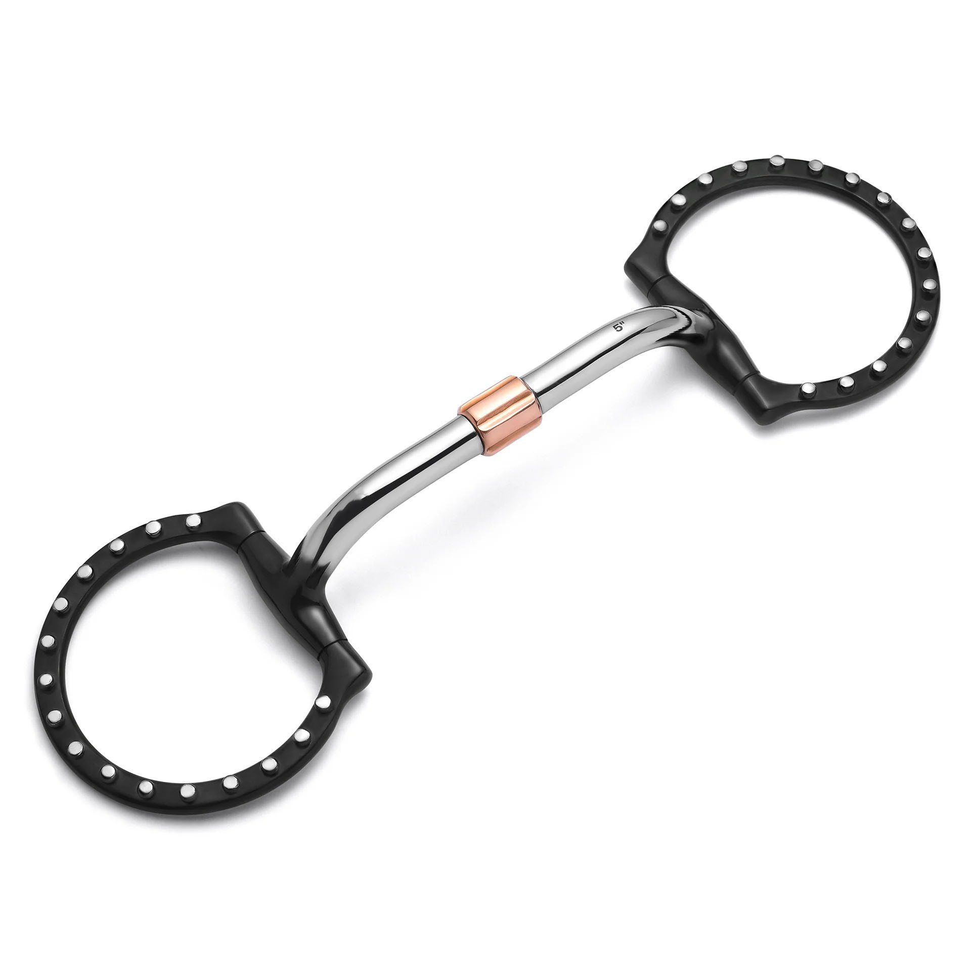 Black D-Ring Copper Roller Horse Bit