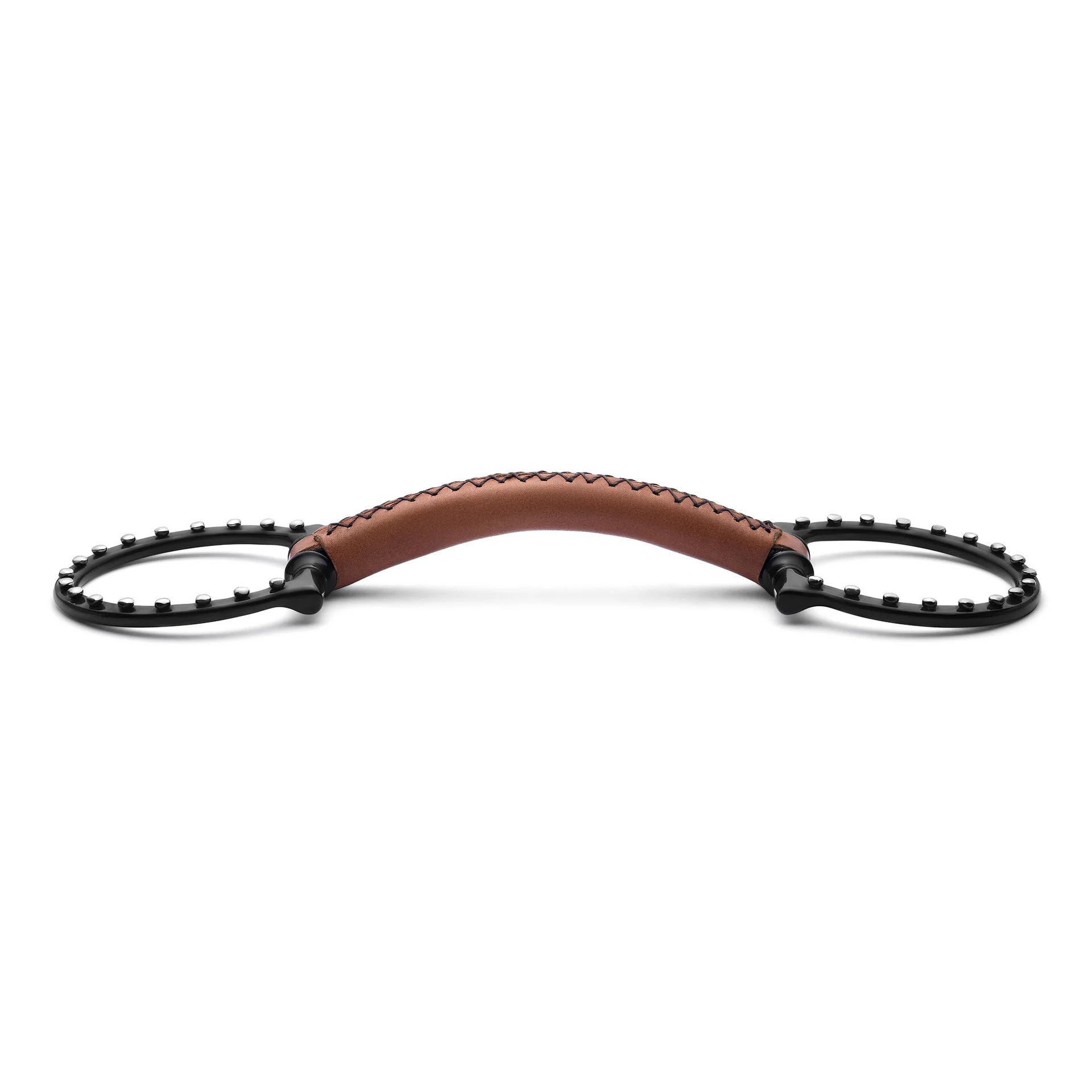 d ring soft leather silver dotted snaffle horse bit