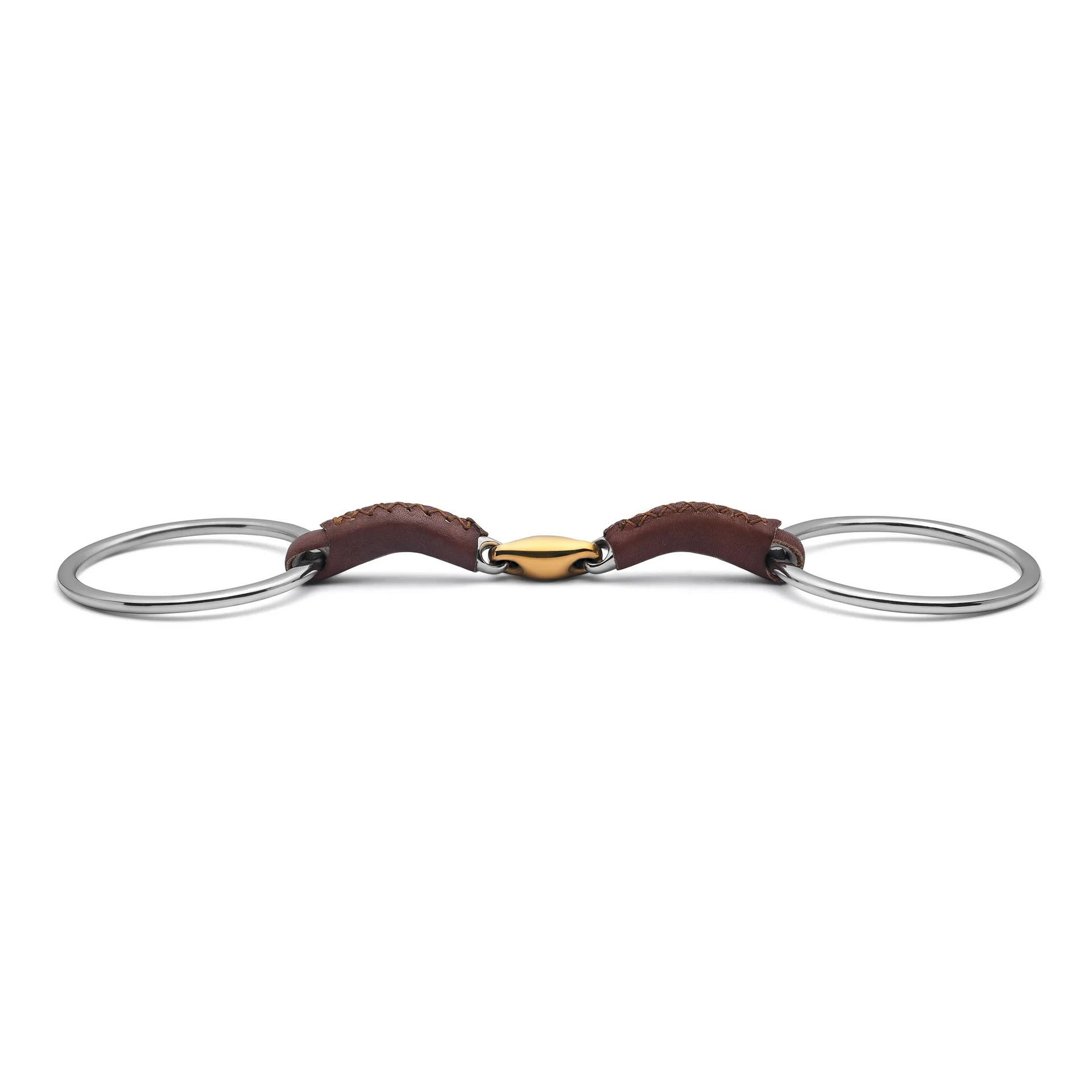 Loose Ring Lozenge Leather Covered Snaffle Horse Bit