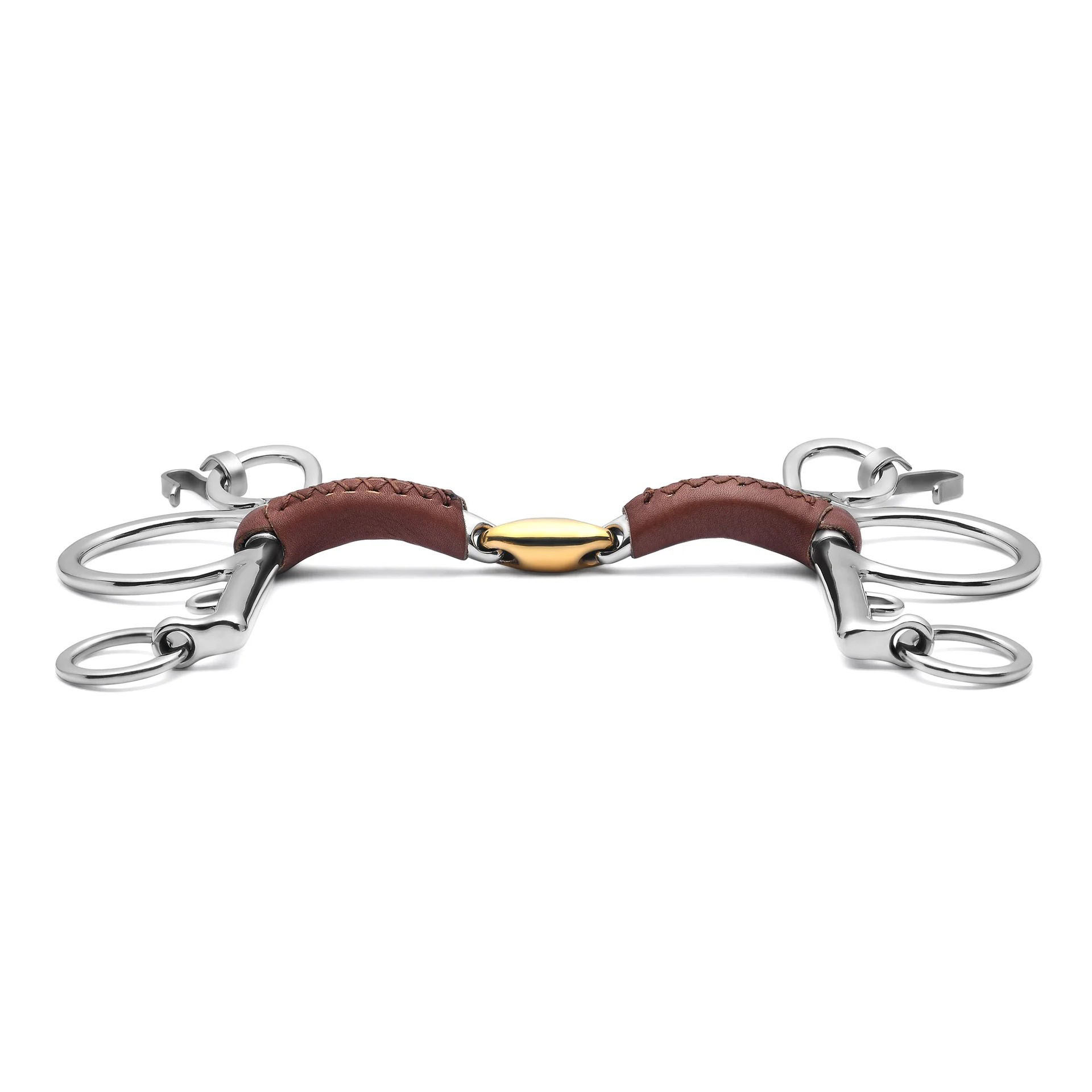 Pelham Lozenge Leather Covered Curb Horse Bit