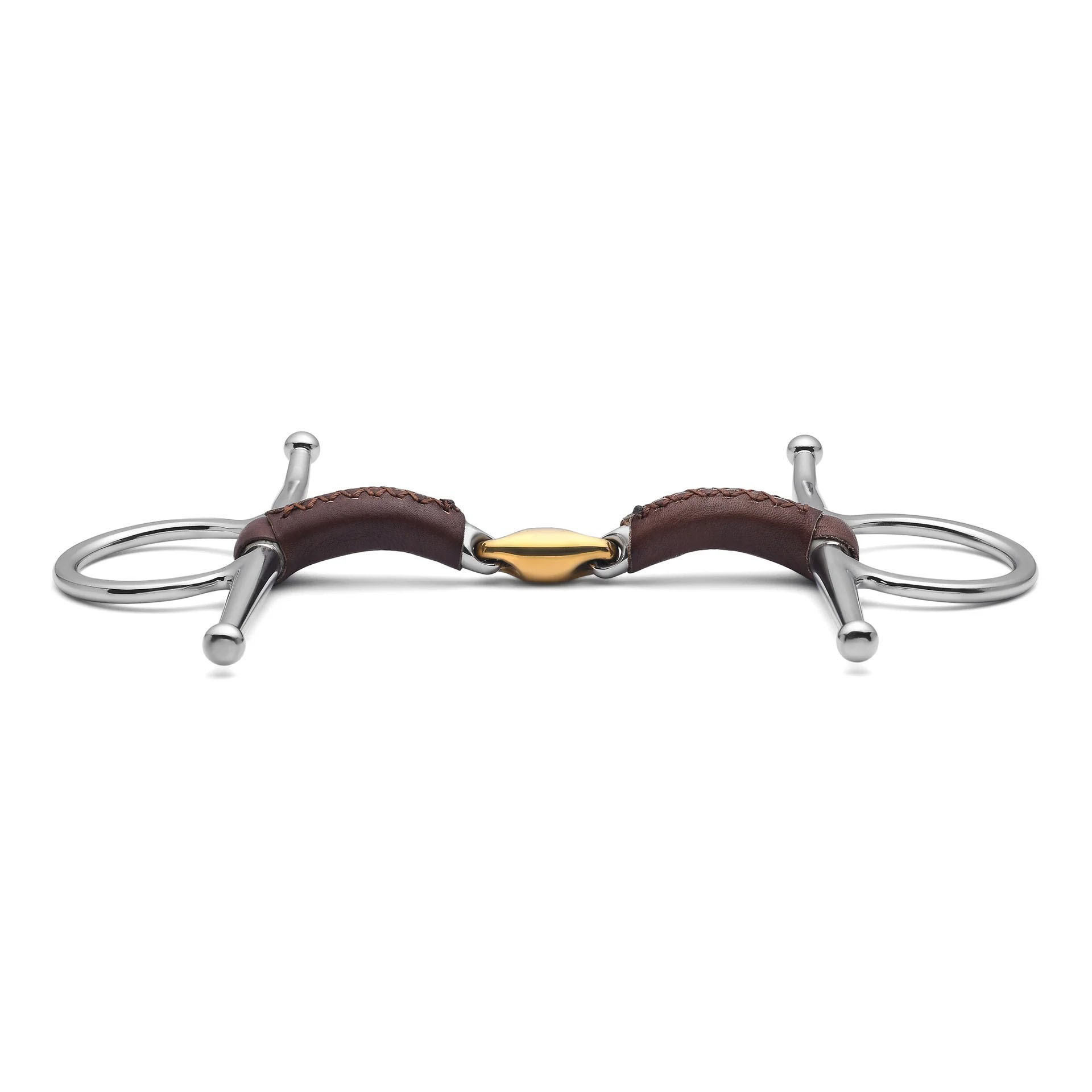 Full Cheek Lozenge Leather Covered Snaffle Horse Bit