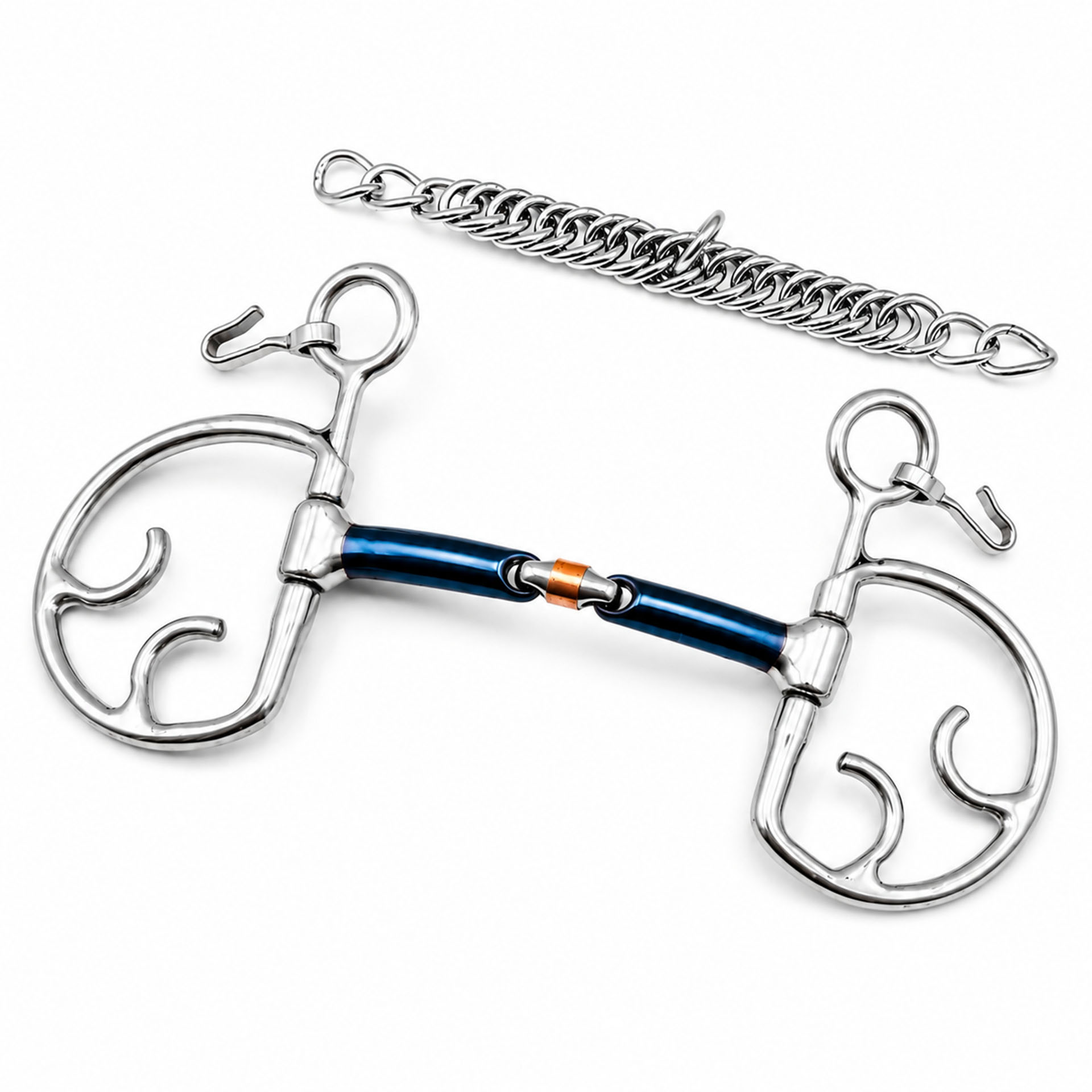 Copper Roller Butterfly Horse Bit with Curb Chain