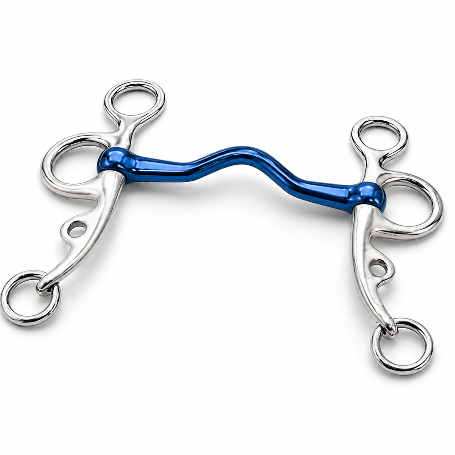blue sweet iron barrel roller short shank horse bit