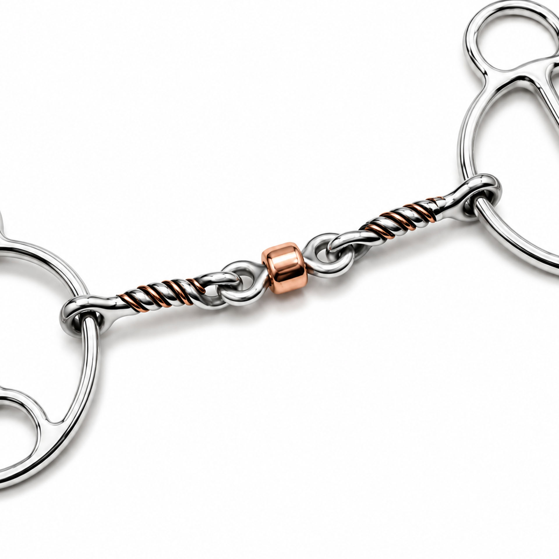 western correction gag horse bit with copper roller & leather headstall