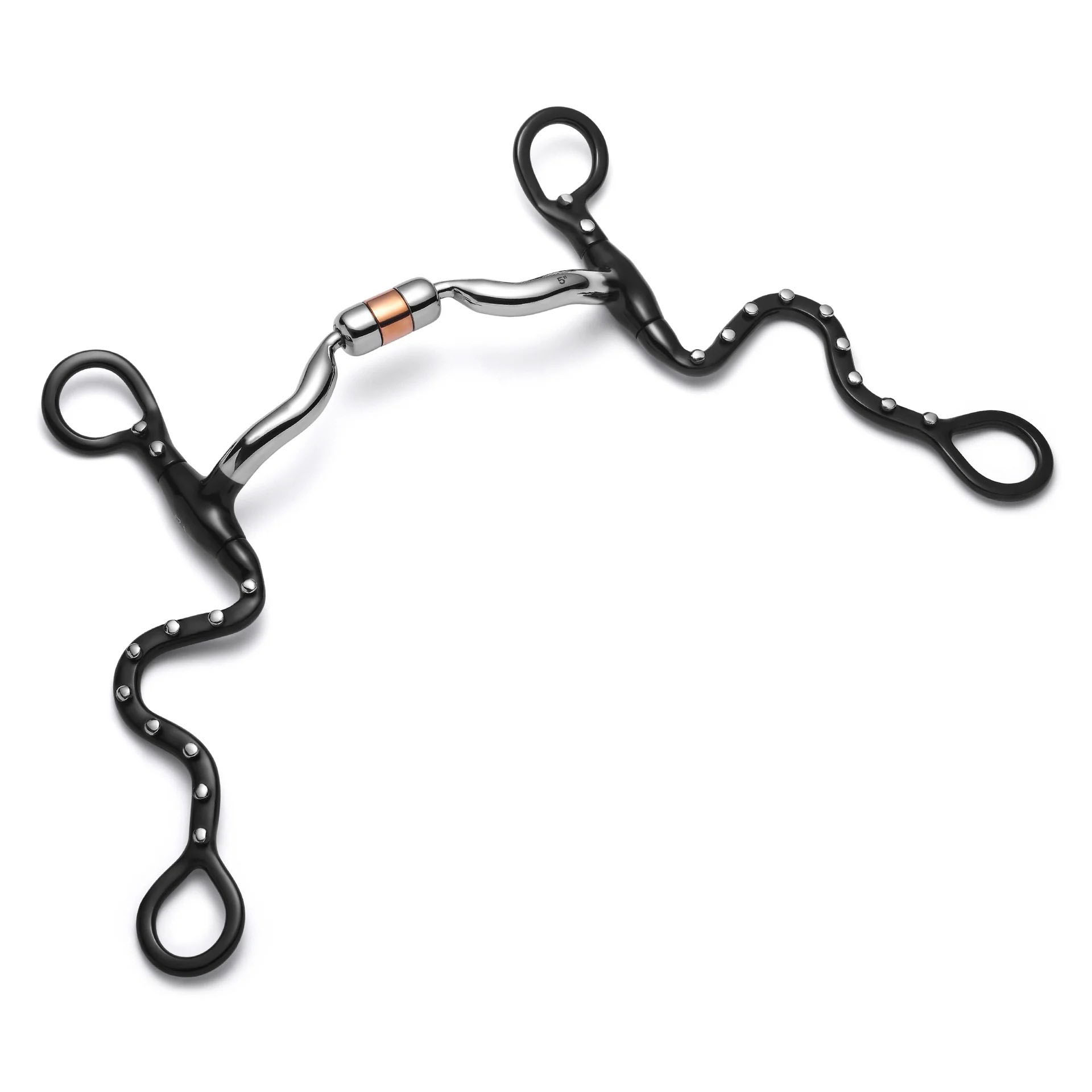s shank capsule silver dotted curb horse bit